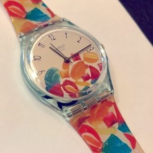 Colorful Swatch Watch Red Orange, Green “Almost Like New” Condition